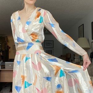 Reiss Silk Dress with gold detail-NWT-XS